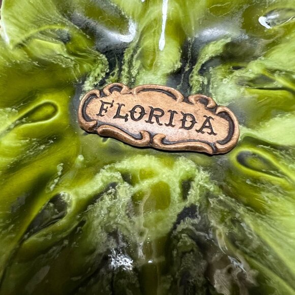Vintage Treasure Craft Green Leaf Florida Souvenir Candy Trinket‎ Dish - Picture 2 of 3